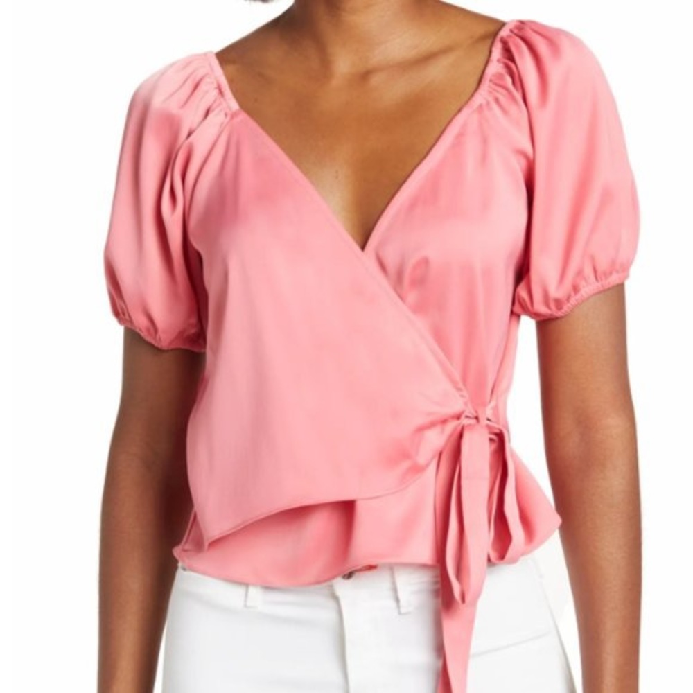 WAYF Faux Wrap Puff Sleeve Blouse - Picture 11 of 11